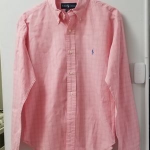 POLO  MEN SHIRT PINK AND BLUE SIZE 15  32/33